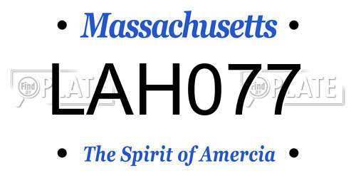 LAH077 Massachusetts License Plate