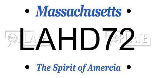 LAHD72 Massachusetts License Plate