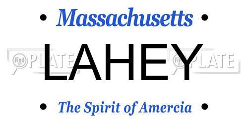 LAHEY Massachusetts License Plate