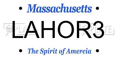 LAHOR3 Massachusetts License Plate