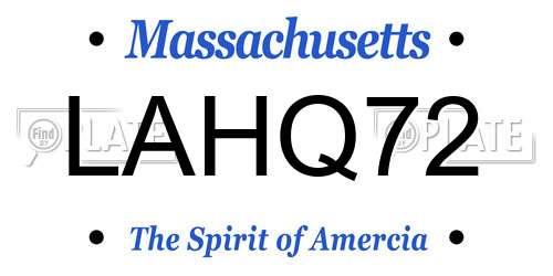 LAHQ72 Massachusetts License Plate
