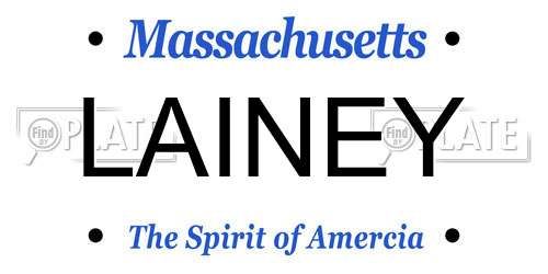 LAINEY Massachusetts License Plate