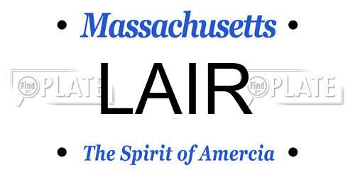 LAIR Massachusetts License Plate