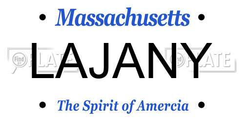 LAJANY Massachusetts License Plate