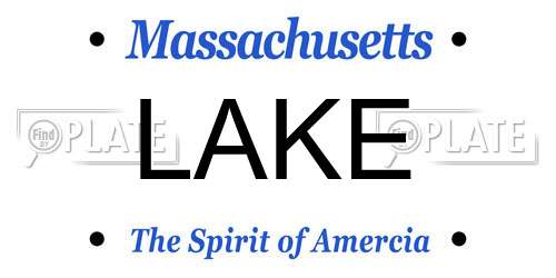 LAKE Massachusetts License Plate