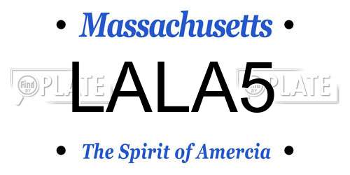 LALA5 Massachusetts License Plate