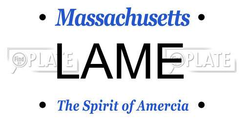 LAME Massachusetts License Plate