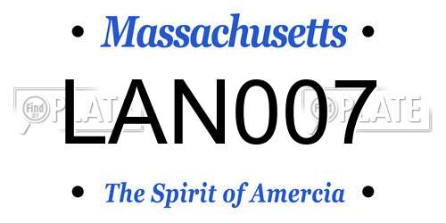 LAN007 Massachusetts License Plate