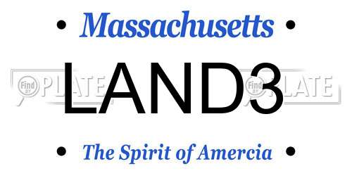 LAND3 Massachusetts License Plate