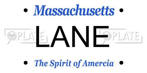 LANE Massachusetts License Plate