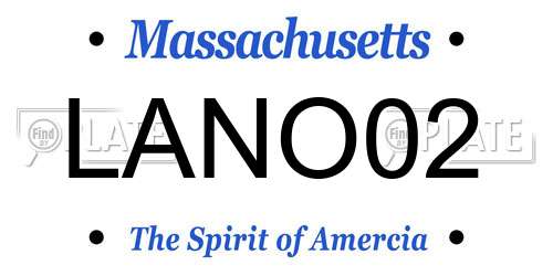 LANO02 Massachusetts License Plate