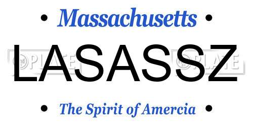 LASASSZ Massachusetts License Plate
