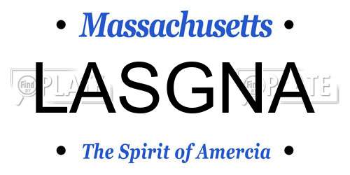 LASGNA Massachusetts License Plate