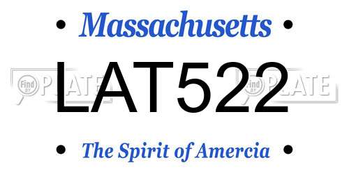 LAT522 Massachusetts License Plate