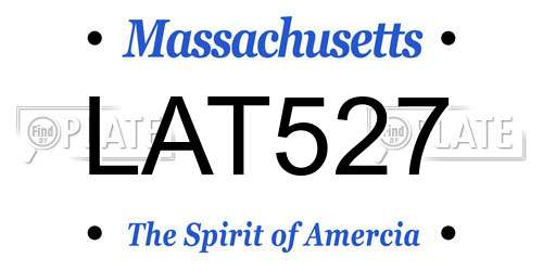 LAT527 Massachusetts License Plate