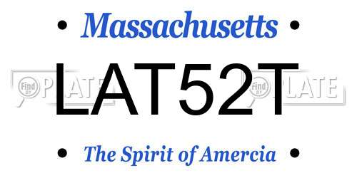 LAT52T Massachusetts License Plate