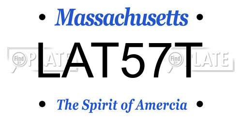 LAT57T Massachusetts License Plate