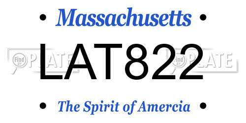LAT822 Massachusetts License Plate