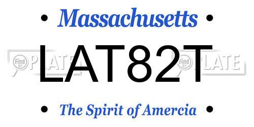 LAT82T Massachusetts License Plate