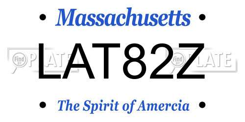 LAT82Z Massachusetts License Plate