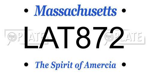 LAT872 Massachusetts License Plate