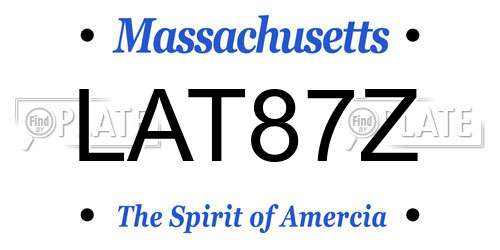 LAT87Z Massachusetts License Plate