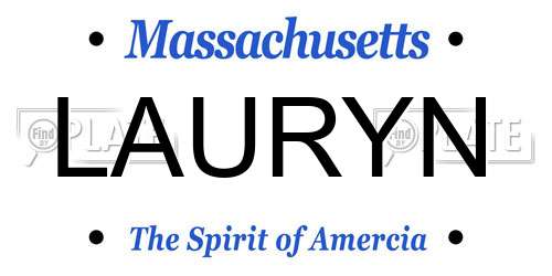 LAURYN Massachusetts License Plate