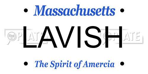 LAVISH Massachusetts License Plate