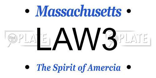 LAW3 Massachusetts License Plate