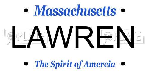 LAWREN Massachusetts License Plate