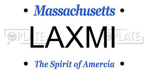 LAXMI Massachusetts License Plate