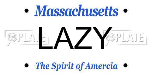 LAZY Massachusetts License Plate