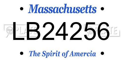 LB24256 Massachusetts License Plate