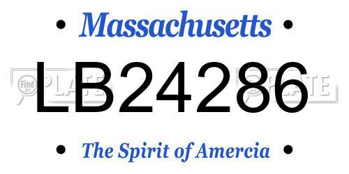 LB24286 Massachusetts License Plate