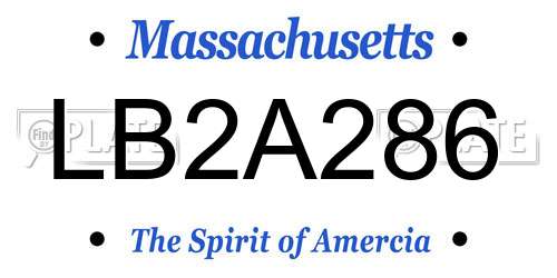 LB2A286 Massachusetts License Plate