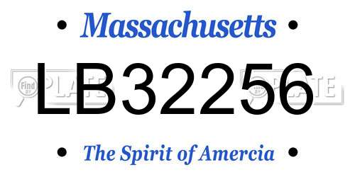 LB32256 Massachusetts License Plate