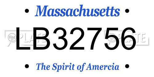 LB32756 Massachusetts License Plate