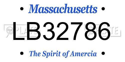 LB32786 Massachusetts License Plate