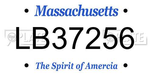 LB37256 Massachusetts License Plate