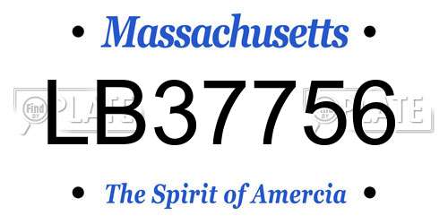 LB37756 Massachusetts License Plate