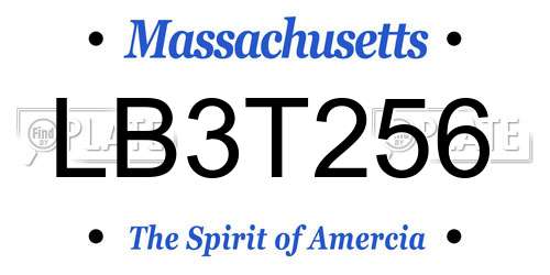 LB3T256 Massachusetts License Plate