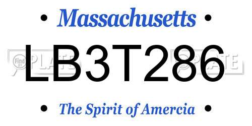 LB3T286 Massachusetts License Plate