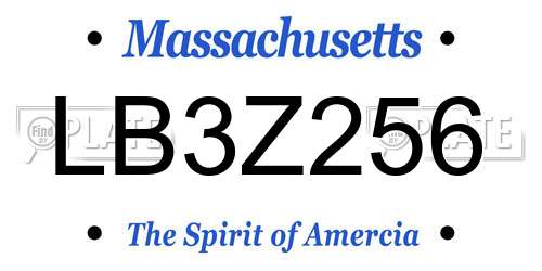 LB3Z256 Massachusetts License Plate