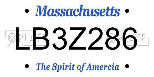 LB3Z286 Massachusetts License Plate