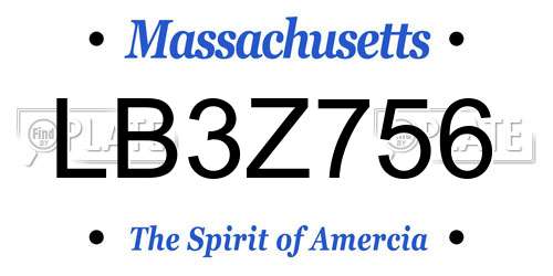 LB3Z756 Massachusetts License Plate