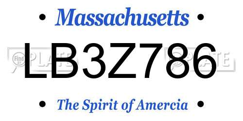 LB3Z786 Massachusetts License Plate