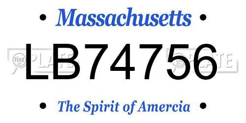 LB74756 Massachusetts License Plate