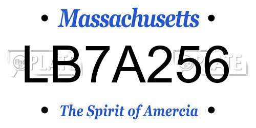 LB7A256 Massachusetts License Plate