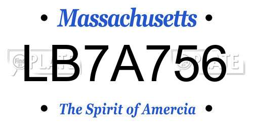 LB7A756 Massachusetts License Plate