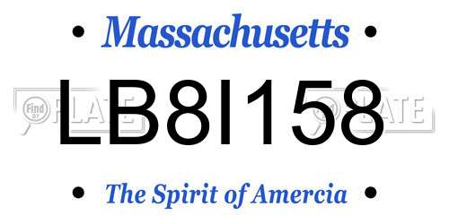 LB8I158 Massachusetts License Plate